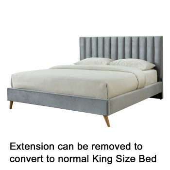 Luxury Queen size Fabric Bed with Wide Bedhead [Silver] - Image 4