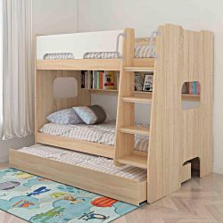 Sidney Bunk Bed with Shelf & Trundle, Single