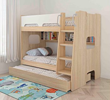Sidney Bunk Bed with Shelf & Trundle, Single