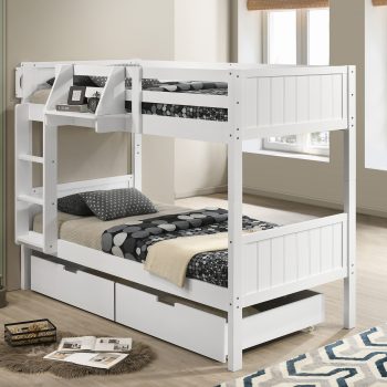 Seastar Wooden Bunk Bed with Hanging Shelf, Single Trundle/Drawers, Single - Image 3