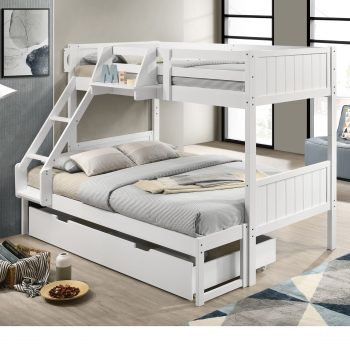 Seastar Wooden Bunk Bed with Hanging Shelf Double Trundle/ Single Trundle/Drawers, Trio - Image 2