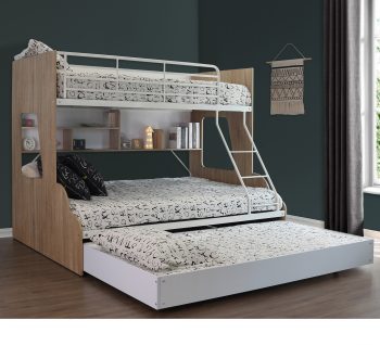 Tiffany Bunk Bed with Trundle, Trio, Sonoma Oak / White