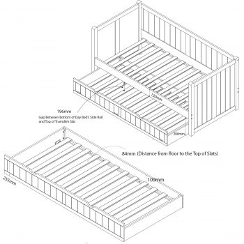 Nashville Wooden Day Bed with Trundle, Single - Image 6