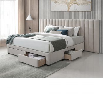 Oat White Alhambra Upholstery King Bed