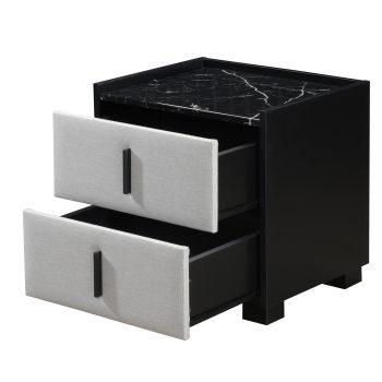 Spring 2 Drawer Bedside Table O.White/ D.Grey/ L.Grey - Image 3