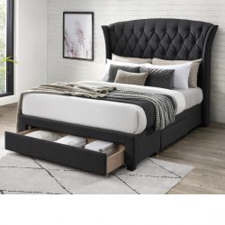 Dark Grey Edithvale Button Tufted Queen Bed