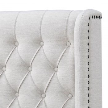 Oat White Forest Hill Button Tufted Queen Bedhead - Image 4
