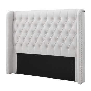 Oat White Forest Hill Button Tufted Queen Bed - Image 4