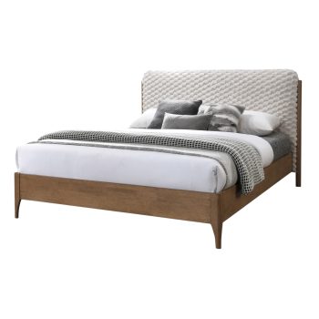 Newington 2 Tones Queen Size Bed Frame with Queen Mattress - Beige and Oak - Image 3