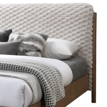 Newington 2 Tones Queen Size Bed Frame with Queen Mattress - Beige and Oak - Image 4
