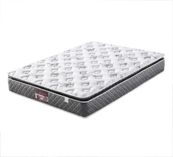 Newington 2 Tones Queen Size Bed Frame with Queen Mattress - Beige and Oak - Image 5